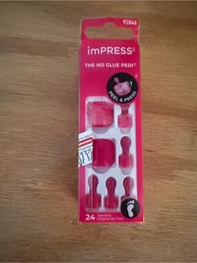 imPRESS No Glue Pedi Press-On Toenails - Hot Pink Set